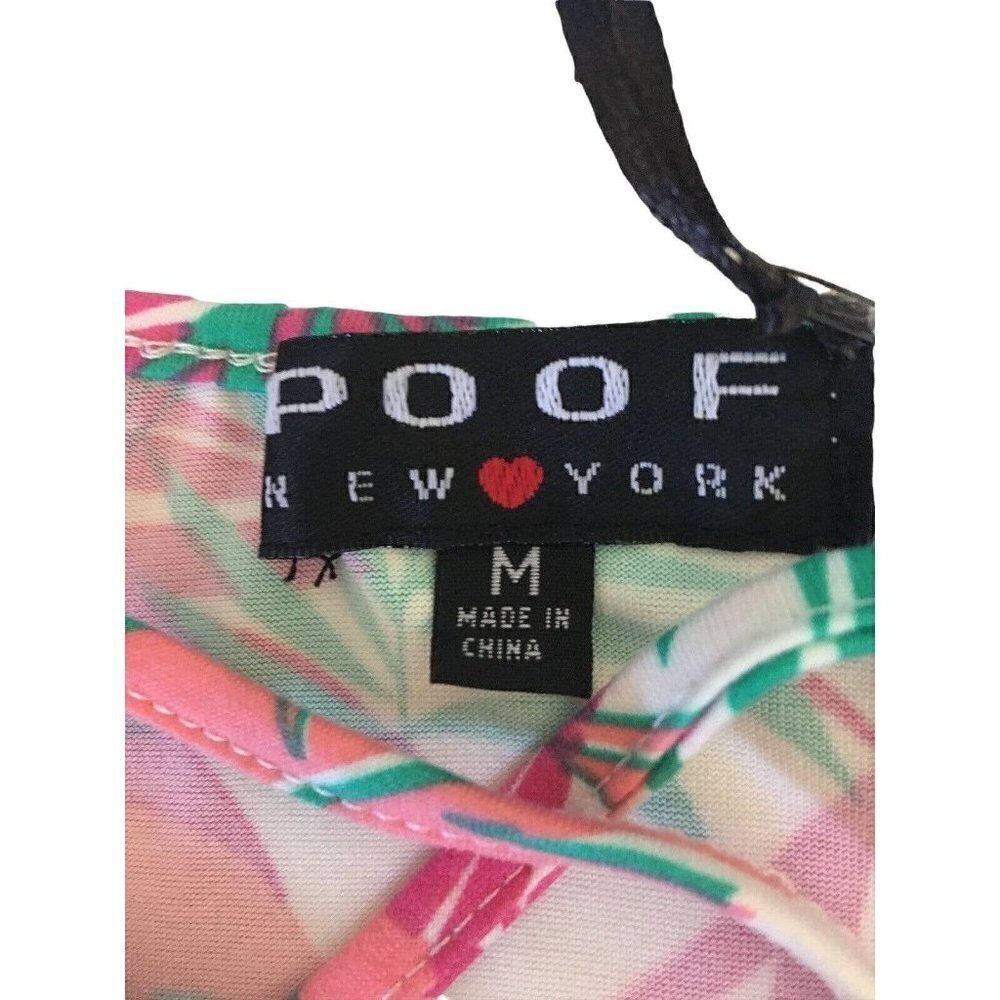 Poof New York Womens Top Size Medium Multicolor Palm Leaves Spaghetti Straps NWT - Picture 6 of 12